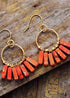 Boho Earrings, Dangle Earrings, Red Blue Green Chakra